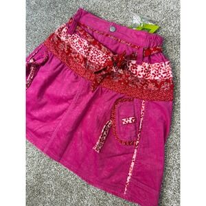 NEW Oilily Kids Travisi Pink Corduroy Floral Mixed Print Skirt 128 8Y 8‎